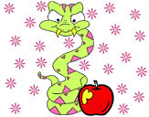 Dibujo Serpiente y manzana pintado por fresaa