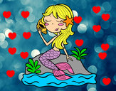 Dibujo Sirena sentada en una roca con una caracola pintado por frankie14
