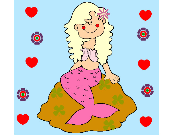 Dibujo Sirena sentada en una roca pintado por fativalen