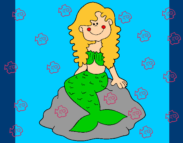 Dibujo Sirena sentada en una roca pintado por miri123