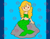 Dibujo Sirena sentada en una roca pintado por miri123