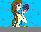 Dibujo Sirena y perla pintado por Ayako