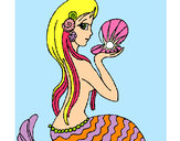 Dibujo Sirena y perla pintado por luzmari