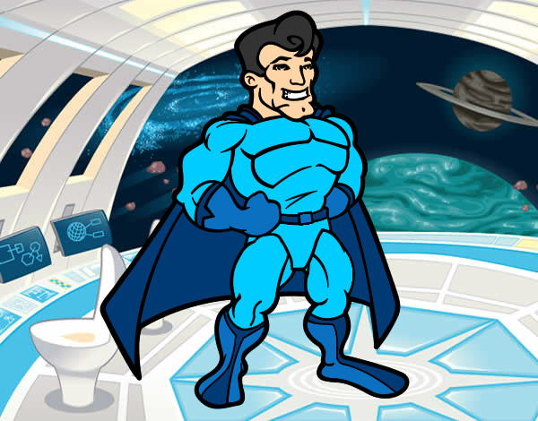 superheroe musculado azul