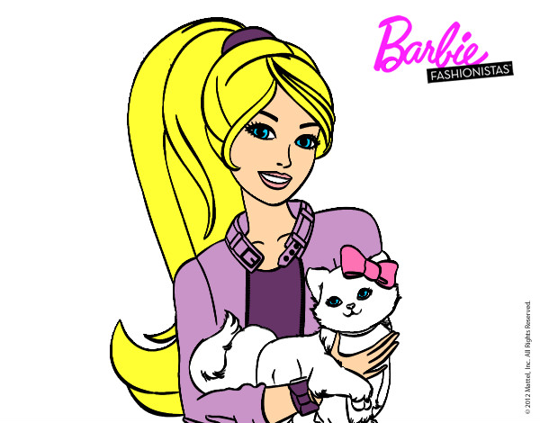 Dibujo Barbie con su linda gatita pintado por CiinTiia 