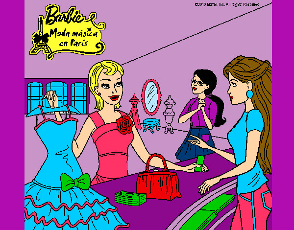 Dibujo Barbie en una tienda de ropa pintado por babykaly06