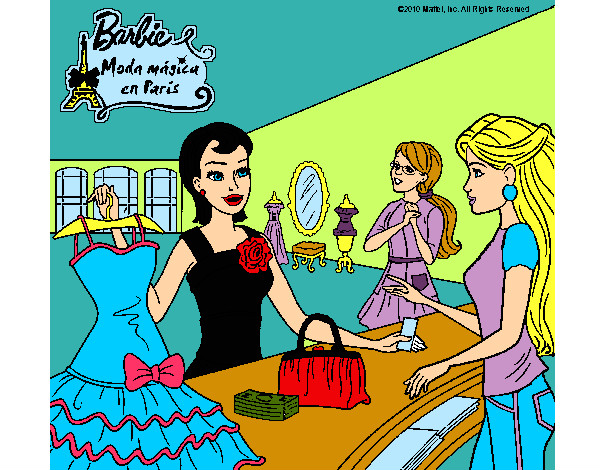 Dibujo Barbie en una tienda de ropa pintado por Sandrixbel