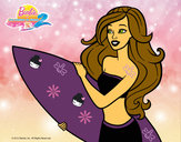 Dibujo Barbie va a surfear pintado por eleneta