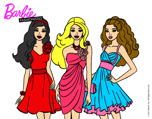 Dibujo Barbie y sus amigas vestidas de fiesta pintado por CiinTiia 