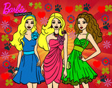 Dibujo Barbie y sus amigas vestidas de fiesta pintado por Lianas2000