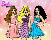 Dibujo Barbie y sus amigas vestidas de fiesta pintado por LoveMalik