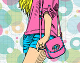 Dibujo Chica con bolso pintado por EviLAl3xXx