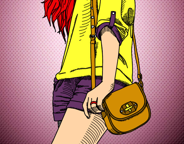 Dibujo Chica con bolso pintado por sabru