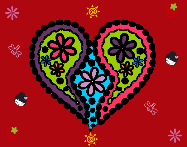 Dibujo Corazón de flores pintado por jugaz