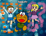 Dibujo Doraemon y amigos pintado por andrea8