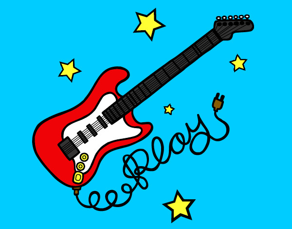 Dibujo Guitarra y estrellas pintado por catitaflo