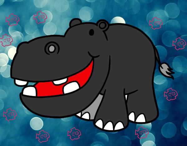 Dibujo Hipopótamo pequeño pintado por santy0911