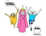 Dibujo Jake, Princesa Chicle y Finn pintado por kizi