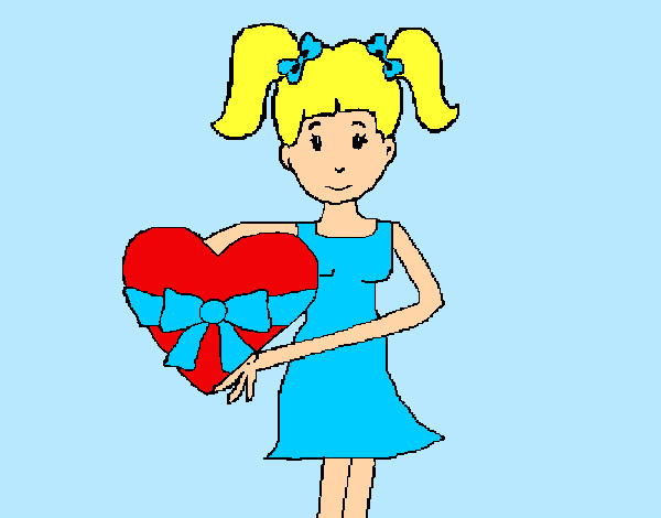 Dibujo Jovencita corazón pintado por Sandrixbel