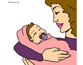 Dibujo Madre con su bebe II pintado por Elyza