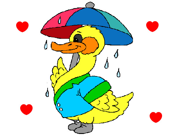 Dibujo Pato bajo la lluvia pintado por riberamiel