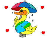 Dibujo Pato bajo la lluvia pintado por riberamiel