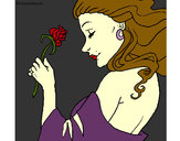 Dibujo Princesa con una rosa pintado por Weendy