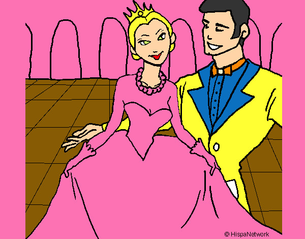Dibujo Princesa y príncipe en el baile pintado por destructo