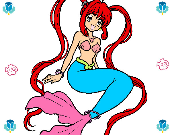 Dibujo Sirena con perlas pintado por scratchcl