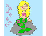 Dibujo Sirena sentada en una roca pintado por fabiigali