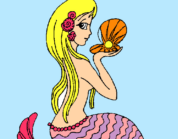 Dibujo Sirena y perla pintado por CorinaH