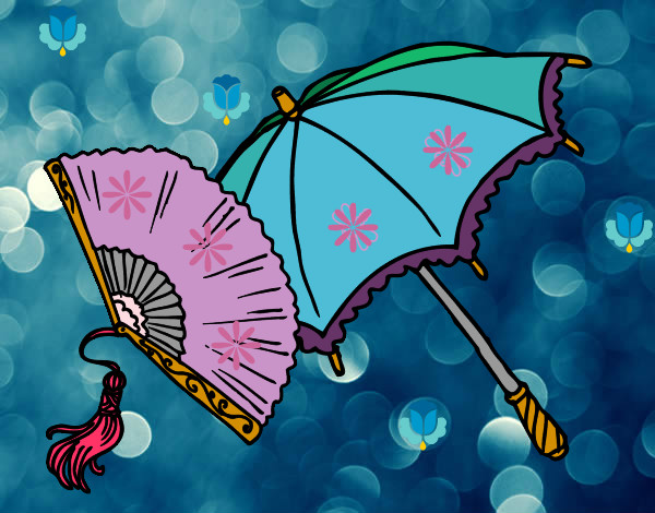 Dibujo Abanico y paraguas pintado por Vemeerita