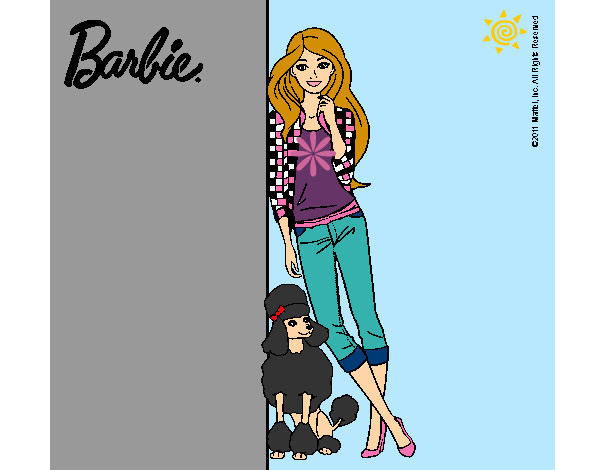 Dibujo Barbie con cazadora de cuadros pintado por Veri Veri