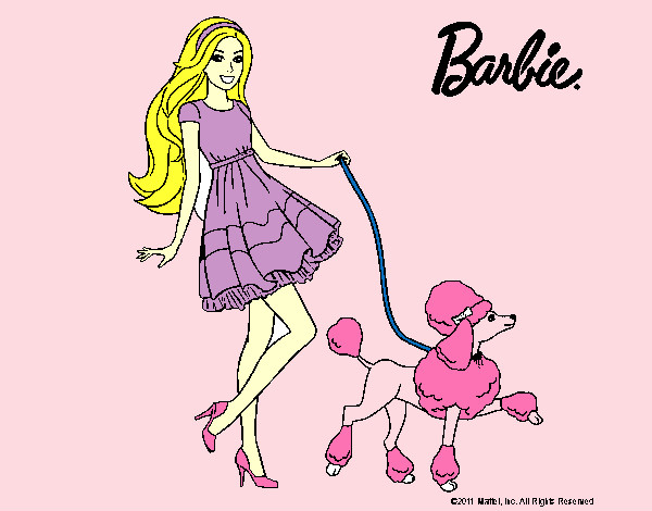 Dibujo Barbie paseando a su mascota pintado por samantina1