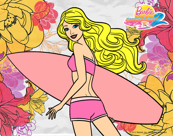Dibujo Barbie surfera pintado por Roset