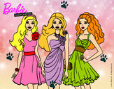 Dibujo Barbie y sus amigas vestidas de fiesta pintado por aizahari 