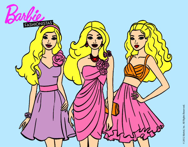 Dibujo Barbie y sus amigas vestidas de fiesta pintado por danielsam8