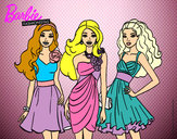 Dibujo Barbie y sus amigas vestidas de fiesta pintado por elalop