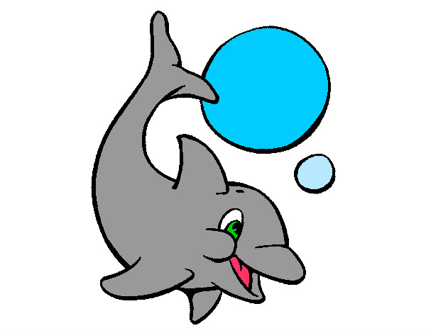 Dibujo Delfín jugando con una pelota 1 pintado por merryck