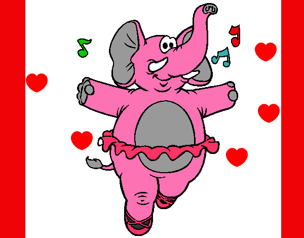 Dibujo Elefante con tutú pintado por rossy46
