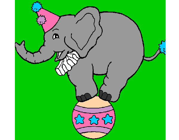Dibujo Elefante encima de una pelota pintado por apalepe