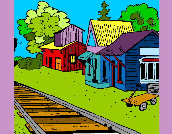Dibujo Estación de tren pintado por superbil