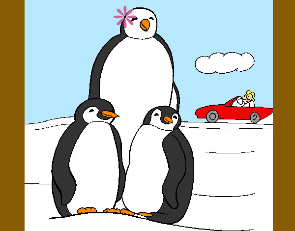 Dibujo Familia pingüino pintado por fativalen