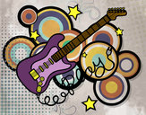 Dibujo Guitarra y estrellas pintado por Ayako