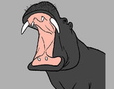 Dibujo Hipopótamo con la boca abierta pintado por jfrkffkkf