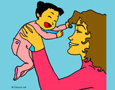 Dibujo Madre con su bebe 1 pintado por flolinda