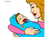 Dibujo Madre con su bebe II pintado por clau5-1-4
