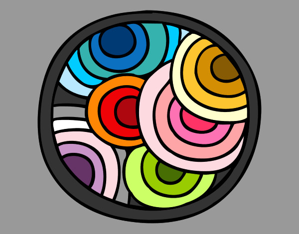 Dibujo Mandala circular pintado por Veri Veri