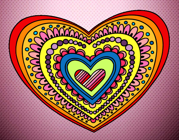 Dibujo Mandala corazón pintado por maravilla