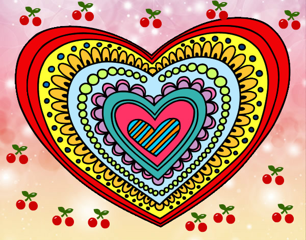 Dibujo Mandala corazón pintado por mariamola2